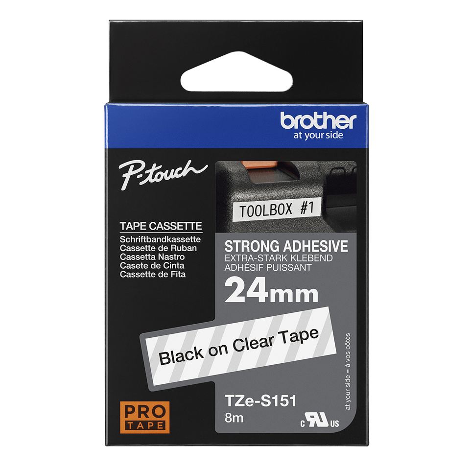 Eredeti Brother TZe-S151 szalag – Átlátszó alapon fekete, 24mm széles 3